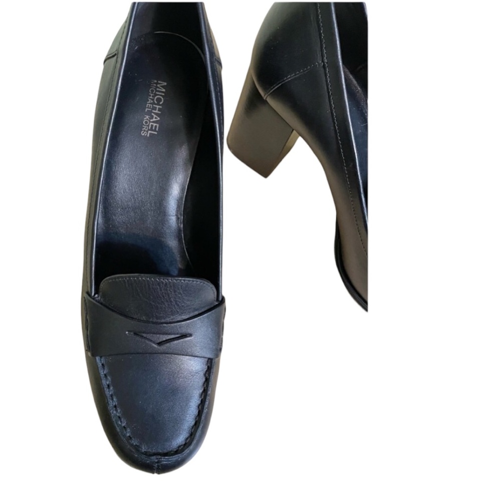 Michael Kors Buchanan Leather Block Heel Loafers - Picture 8 of 11